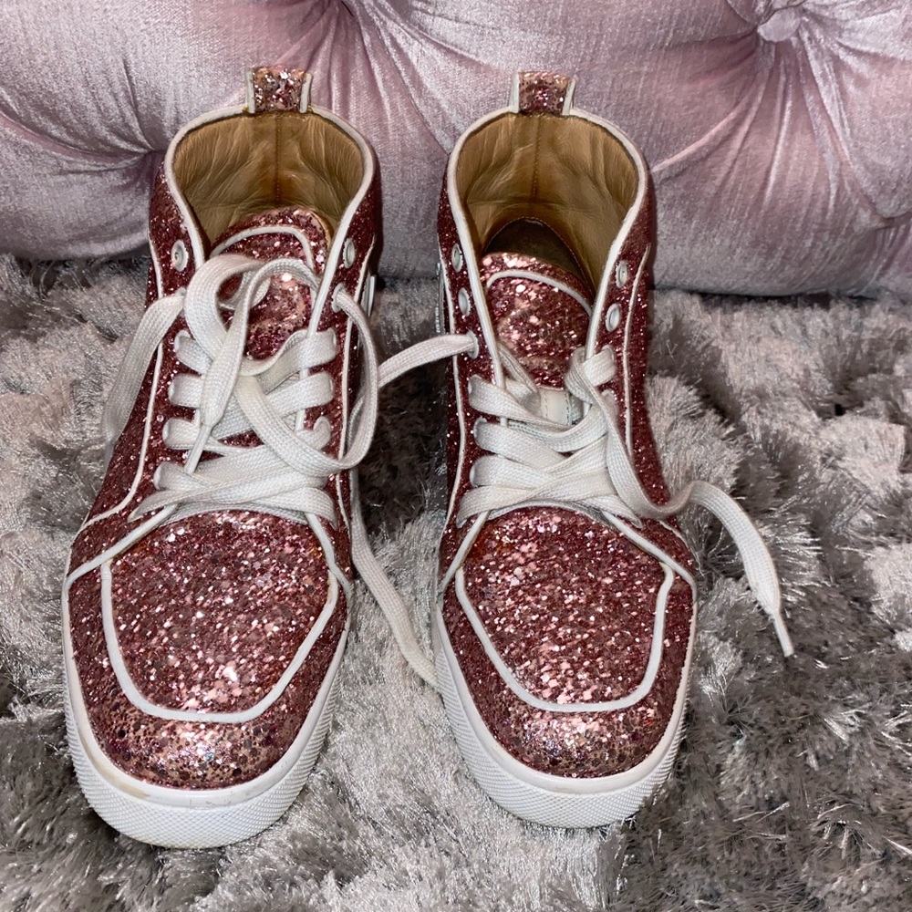 RARE CHRISTIAN LOUBOUTIN pink glitter sneakers. Size 36.5 Very good condition.